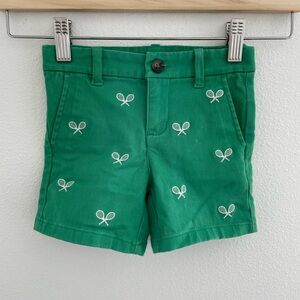 Janie and Jack Green Twill Tennis Racket Shorts 2T